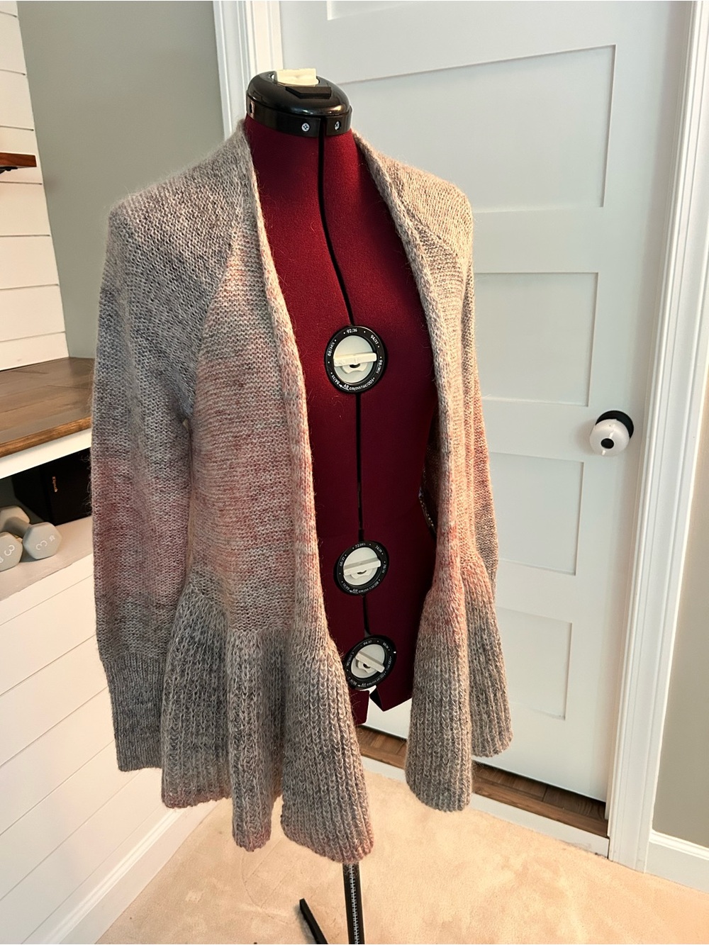 Anthropologie Ombre Open-Front Women’s Cardigan - Gray Pink Red